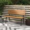 Acacia Wood Outdoor Bench for 2 with Metal Frame, Curved Seat, 800 lbs Capacity, Natural Black